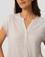 Embroidered Henley Crinkle Tee