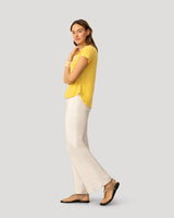 Embroidered Henley Crinkle Tee