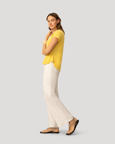 Embroidered Henley Crinkle Tee