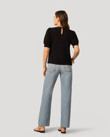 Embroidered Yoke Puff Sleeve Top