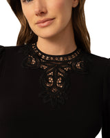 Embroidered Yoke Puff Sleeve Top