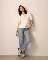 Embroidered Yoke Puff Sleeve Top