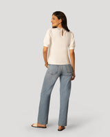 Embroidered Yoke Puff Sleeve Top