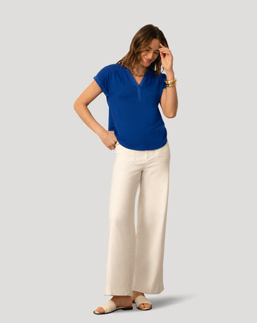 Smocked Shoulder Slub Tee