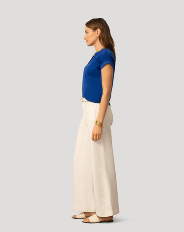 Smocked Shoulder Slub Tee