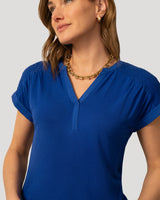 Smocked Shoulder Slub Tee