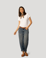 Smocked Shoulder Slub Tee