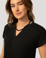 Smocked Shoulder Slub Tee