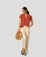 Smocked Shoulder Slub Tee