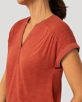 Smocked Shoulder Slub Tee