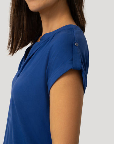 Split Neck Sleeve Tab Top