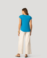 Split Neck Sleeve Tab Top