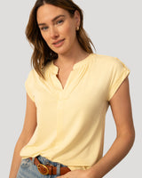 Split Neck Sleeve Tab Top