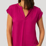 Split Neck Sleeve Tab Top