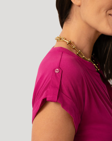 Split Neck Sleeve Tab Top