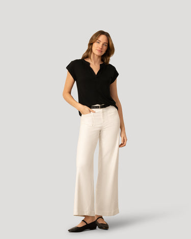 Split Neck Sleeve Tab Top