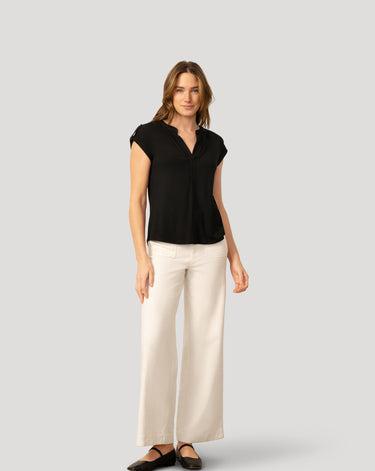 Split Neck Sleeve Tab Top