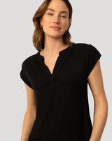 Split Neck Sleeve Tab Top
