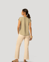 Split Neck Sleeve Tab Top