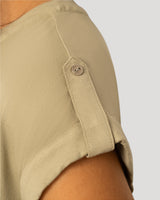 Split Neck Sleeve Tab Top