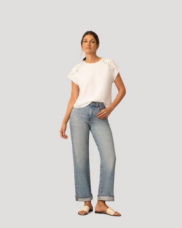 Scuba Cutout Drop Shoulder Top