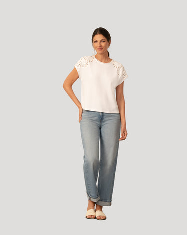 Scuba Cutout Drop Shoulder Top