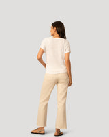 Embroidered Split Neck Tie Top