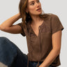 Crochet Trim Crinkle Peasant Top