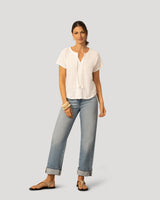 Crochet Trim Crinkle Peasant Top