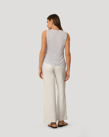 Embroidered Yoke Ruched Top