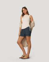 Embroidered Yoke Ruched Top