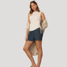 Embroidered Yoke Ruched Top