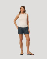 Embroidered Yoke Ruched Top