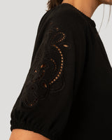 Slub Knit Split Neck Raglan Top