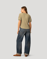 Slub Knit Split Neck Raglan Top