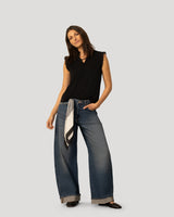 Eyelet Split Neck Sleeveless Top
