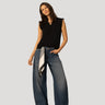 Eyelet Split Neck Sleeveless Top