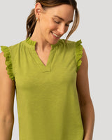 Eyelet Split Neck Sleeveless Top