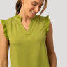 Eyelet Split Neck Sleeveless Top