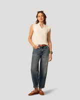 Eyelet Split Neck Sleeveless Top
