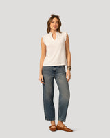 Eyelet Split Neck Sleeveless Top
