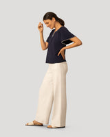 Pick Stitch Split Neck Top