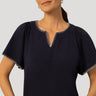 Pick Stitch Split Neck Top