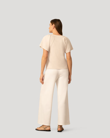 Pick Stitch Split Neck Top