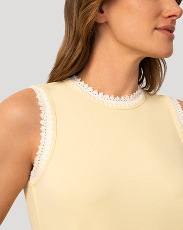 Embroidered Trim Scuba Tank Top