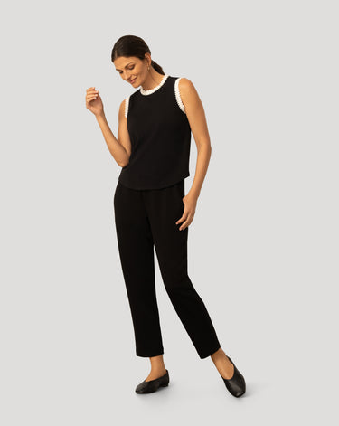 Embroidered Trim Scuba Tank Top