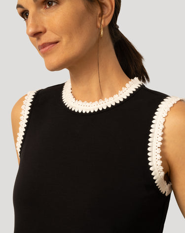 Embroidered Trim Scuba Tank Top