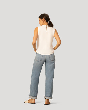 Embroidered Trim Scuba Tank Top