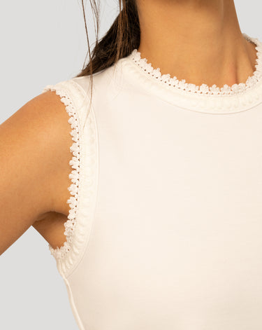 Embroidered Trim Scuba Tank Top