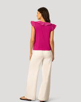 Voile Mix Ruffle Trim Top